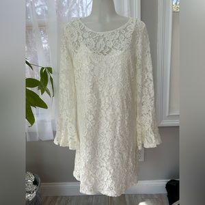 Oh My Love London ivory bell sleeve lace dress